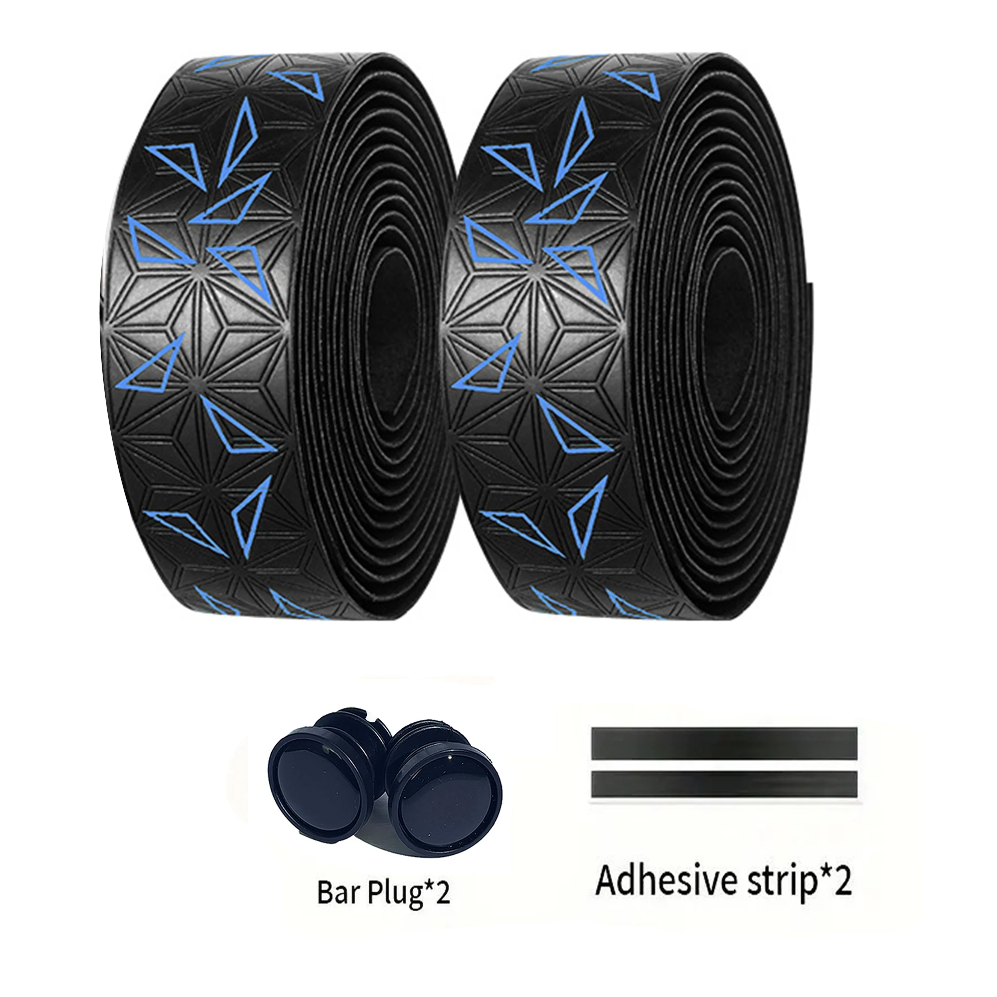 Pair of Anti-Slip Shock-Absorbing Road Bike Handlebar Tape with Bar End Plugs