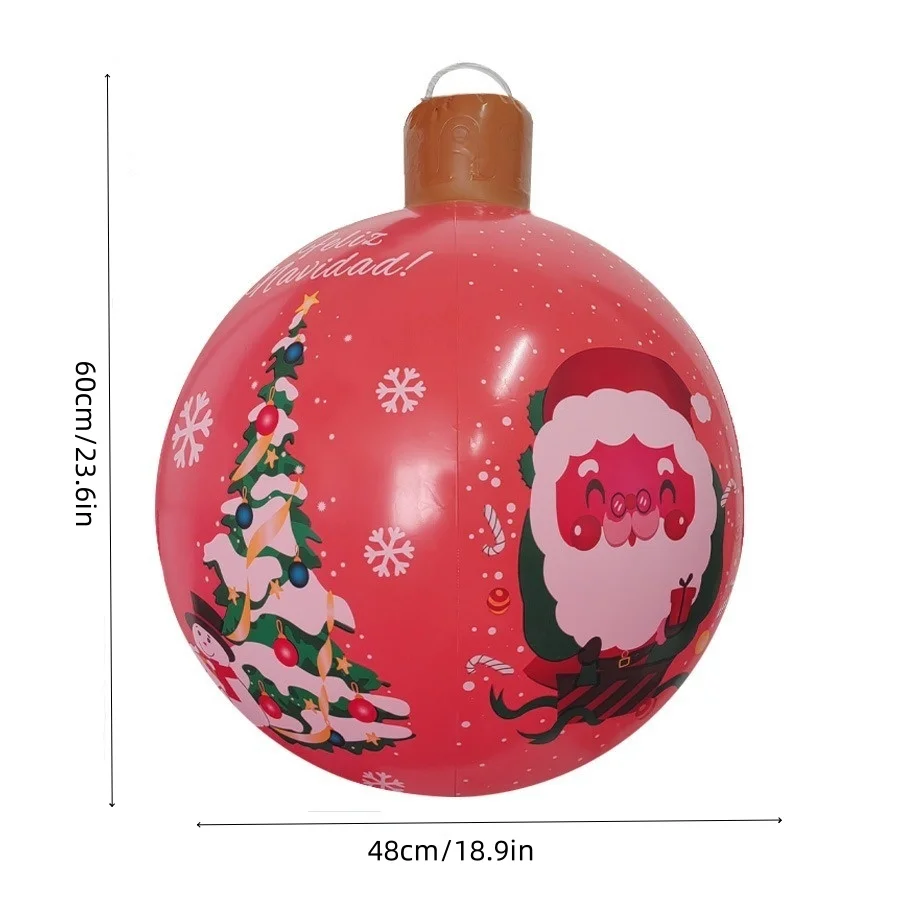 Bola navideña inflable de PVC de 24 pulgadas, bola grande decorada para exteriores, adornos navideños de Año Nuevo, bolas de decoración navideña