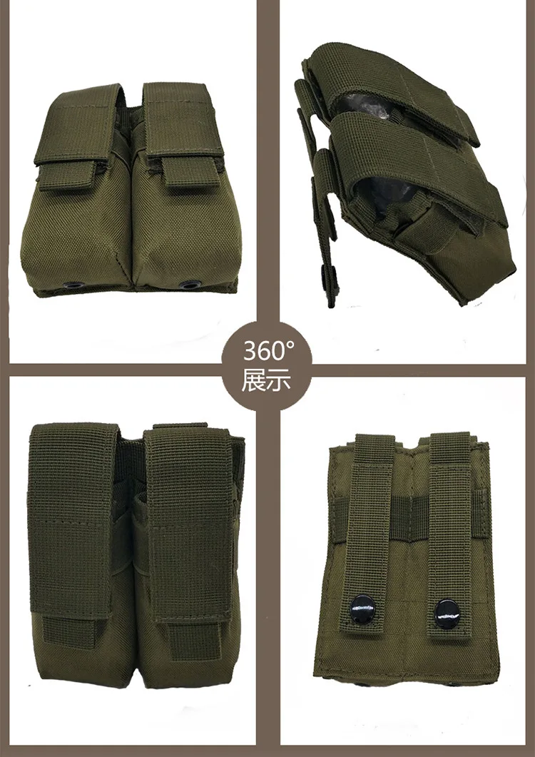 Molle System Tactical pistolet podwójne 9MM etui na magazynek Molle klip wojskowy Airsoft kamizelka Mag uchwyt talii torba akcesoria myśliwskie