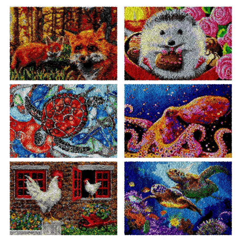 

Carpet embroidery Latch hook kit with Pre-Printed Pattern Crochet strings rugs Animal lower Unfinished accessories Tapestry kit