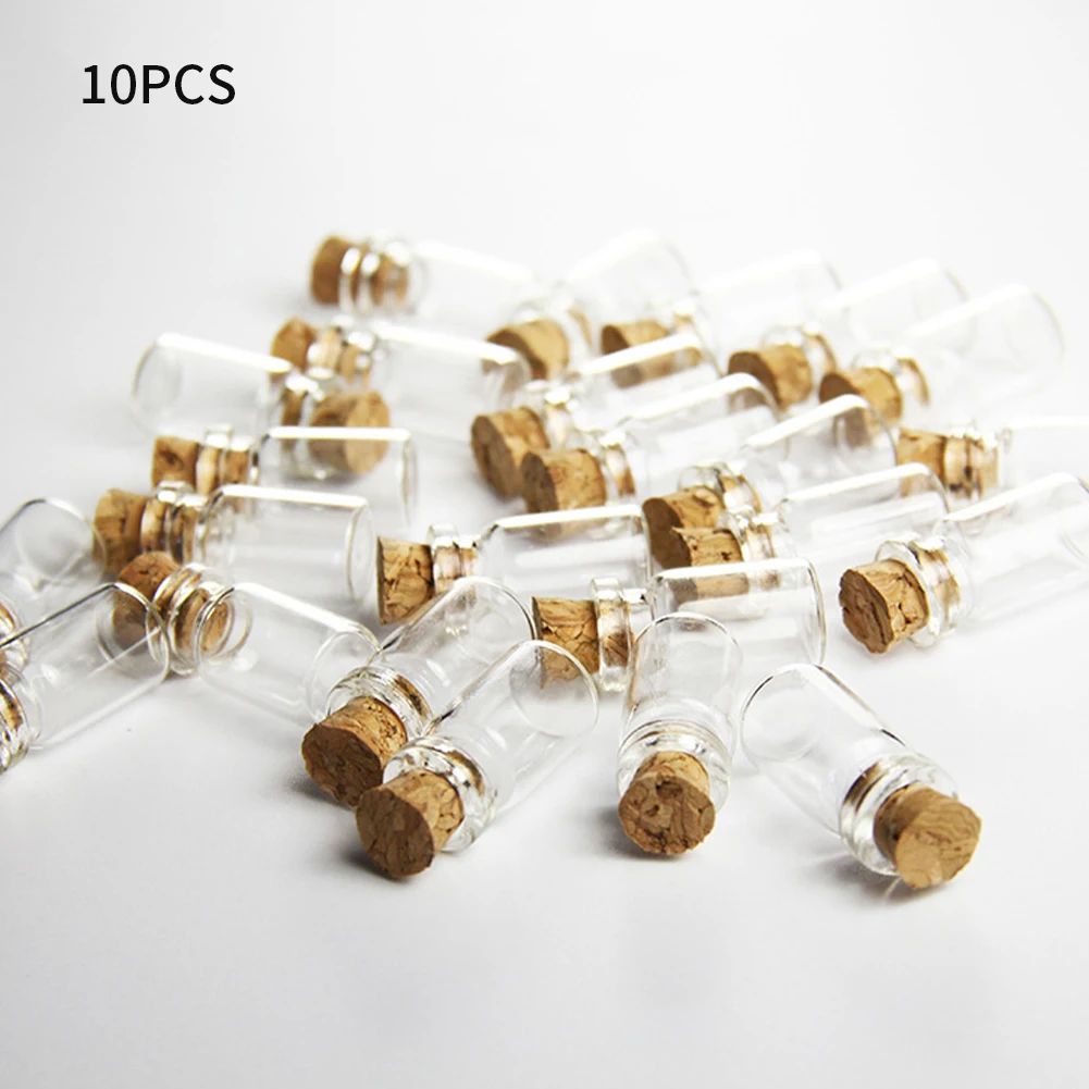 10pcs 1.5ml Small Mini Clear With Cork Ornaments Glass Bottle DIY Container Wishing Jars Decoration Wedding Message Vials