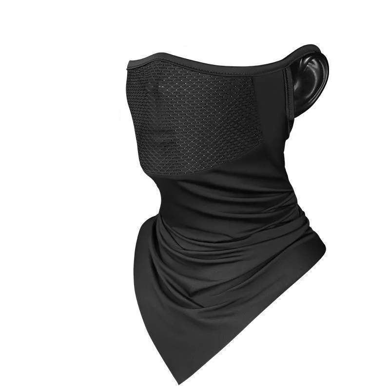 Ear Hanging Mask Ice Silk Riding Triangle Headscarf Cycling Equipment Face Cover Mask Breathable Outdoor Sports Nylon Cool Mask