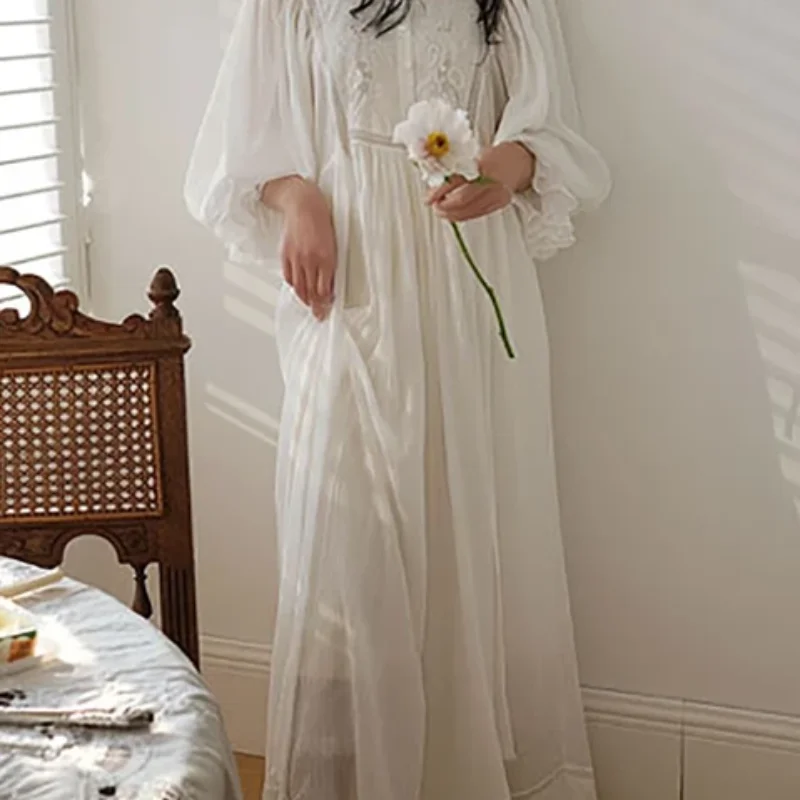 Victorian Ruffles Nightgown Women, Cotton Long Dress, Sweet Nightgown, Sweet Princess Style, Soft Comfort Vintage Princess Style