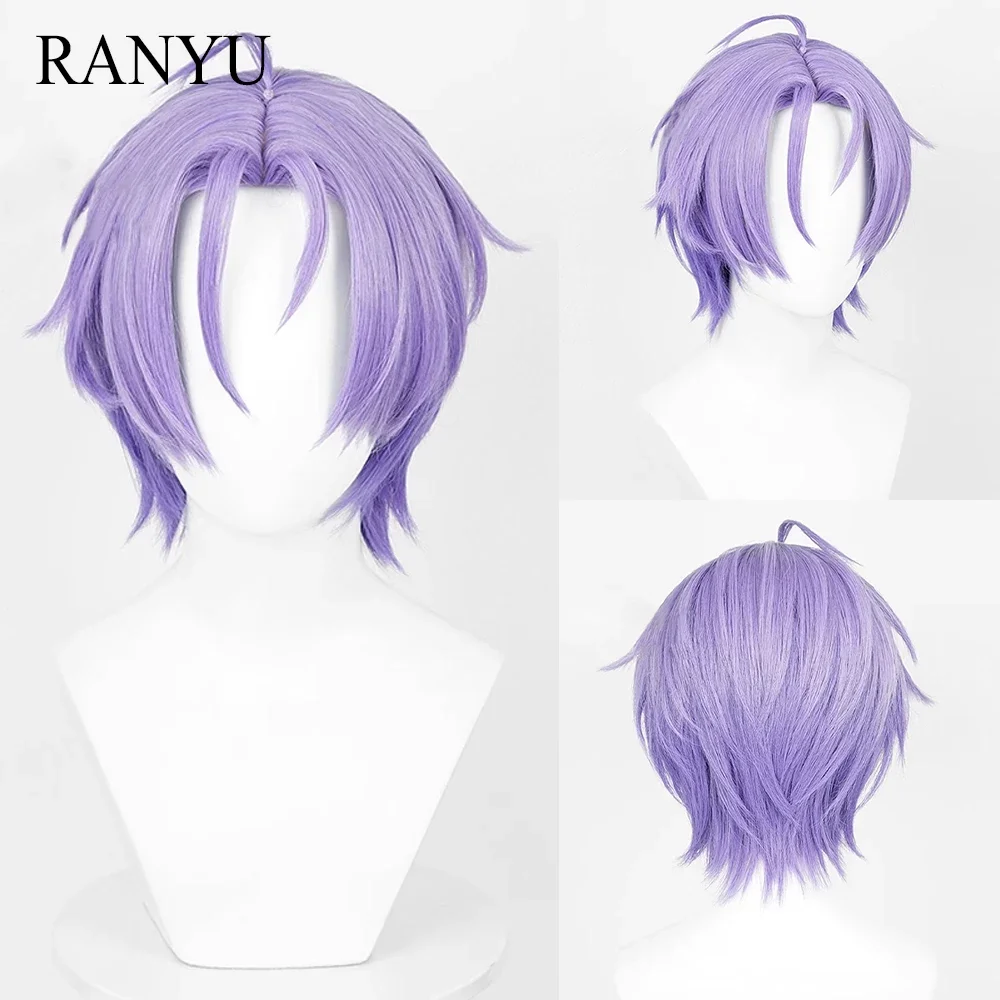 NU Carnival Kuya Wig Synthetic Men Short Long Straight Purple Game Cosplay Fluffy Heat Resistant Hair Wig For Party