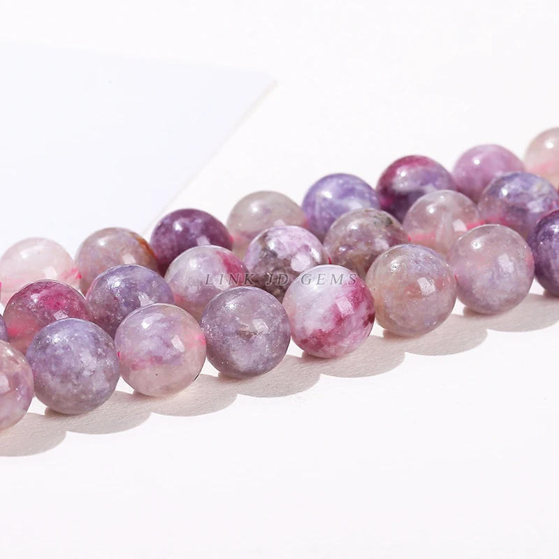 Natural Stone Beads Pink Tourmaline Round Loose Spacer Bead For Jewelry Making Diy Bracelet Necklace Accessories 15" Inch Strand 5