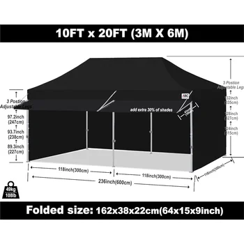 10x20 Pop Up Canopy Tent with Sidewalls Waterproof Easy Setup Portable Commercial Event Canopy with Awning Sandbags Carry Bag 4