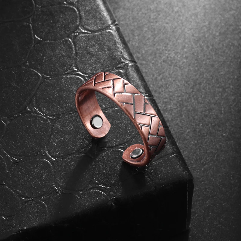 Exquisite Non-Fading Copper Ring Men and Women Fashion Classic Cube Copper Magnetic Adjustable Open Ring Jewelry Wholesale