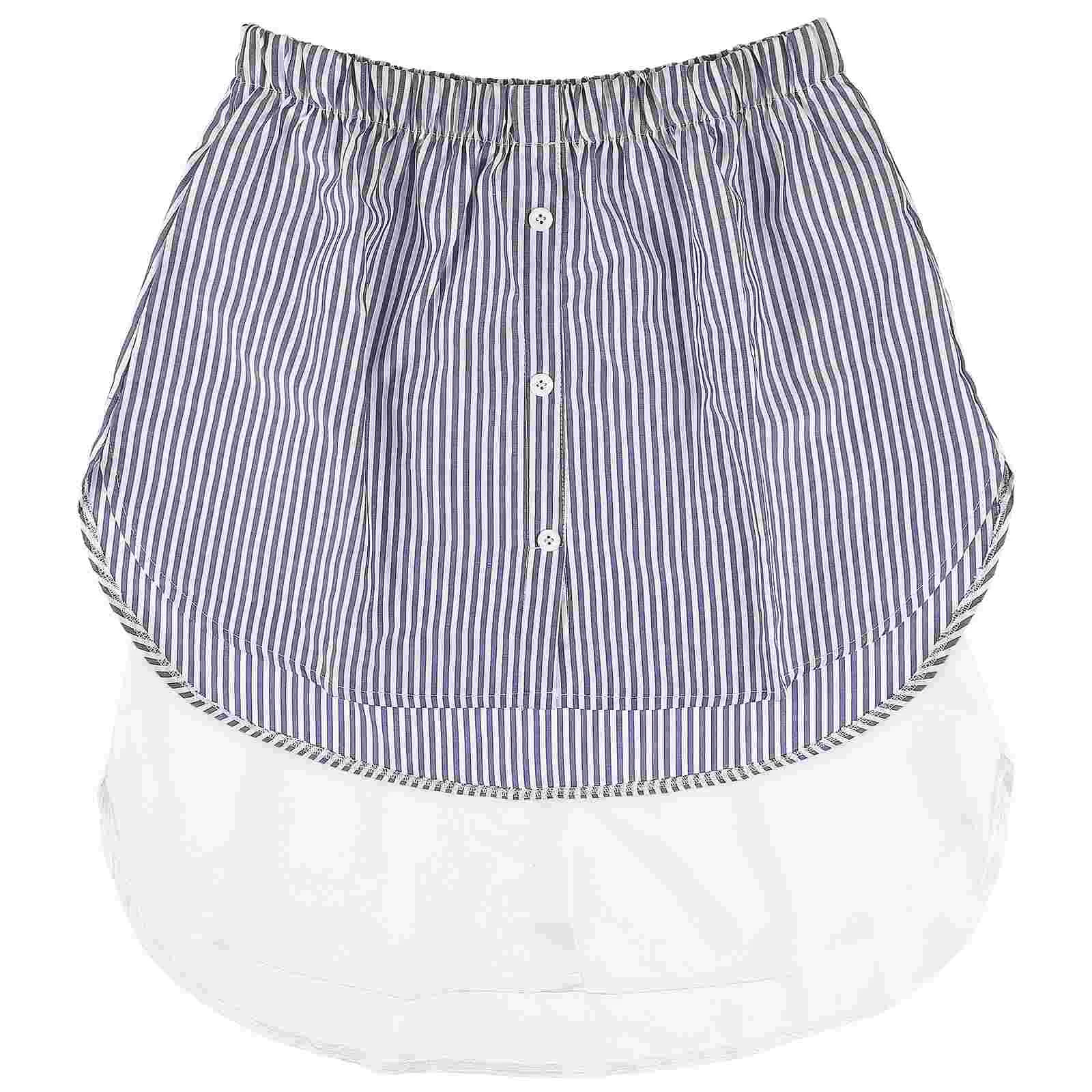 2 Pcs Mini Hem Shirts Skirt for Polyester (Polyester) Fake with Buttons