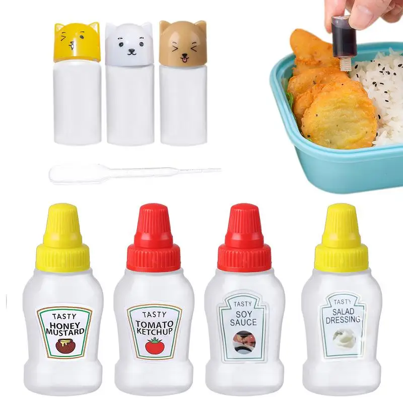 MiniSauceBottlesPlasticReusableCuteKetchupHoneySaladBottleJarsLunchBoxSauce