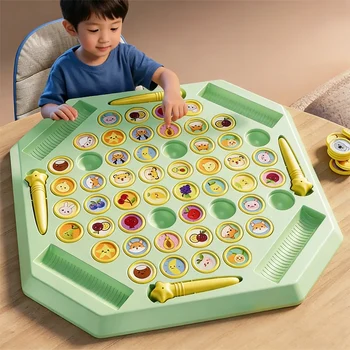 Kids Memory Game Board Chess 54 Cards Dinosaur Fruit Flip Chess Educational Logical Thinking Learning Toy for 2-4 Players 1