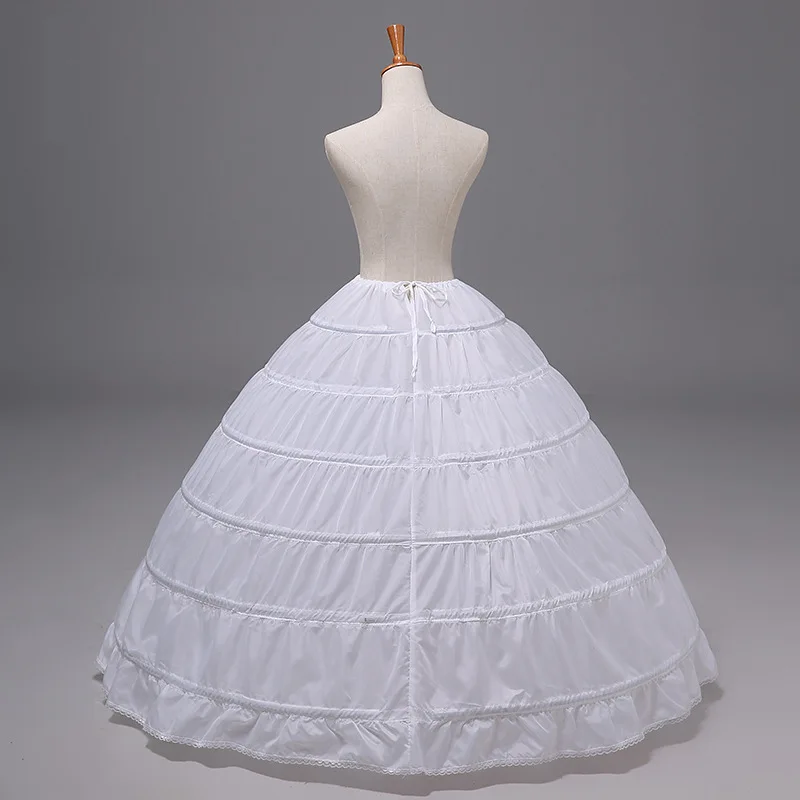 White 6 Hoops Petticoat Ball Gown Wedding Dress Underskirt Crinoline Skirt Waist adjustable 1 Layer Dress Underwear In Stock