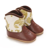 0-18M New Western Cowboy Rubber sole Non-SlipBoots Fashionable and Casual Infant/Toddler Mid length Boots Embroidered Baby Boots 2