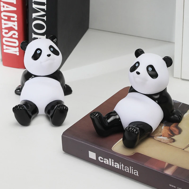 Cute Creativity Panda Mobile Phone Stand Ornamenti Tablet Phone Holder Figurine In Pvc Home Office Decorazione Desktop Artigianato Regali