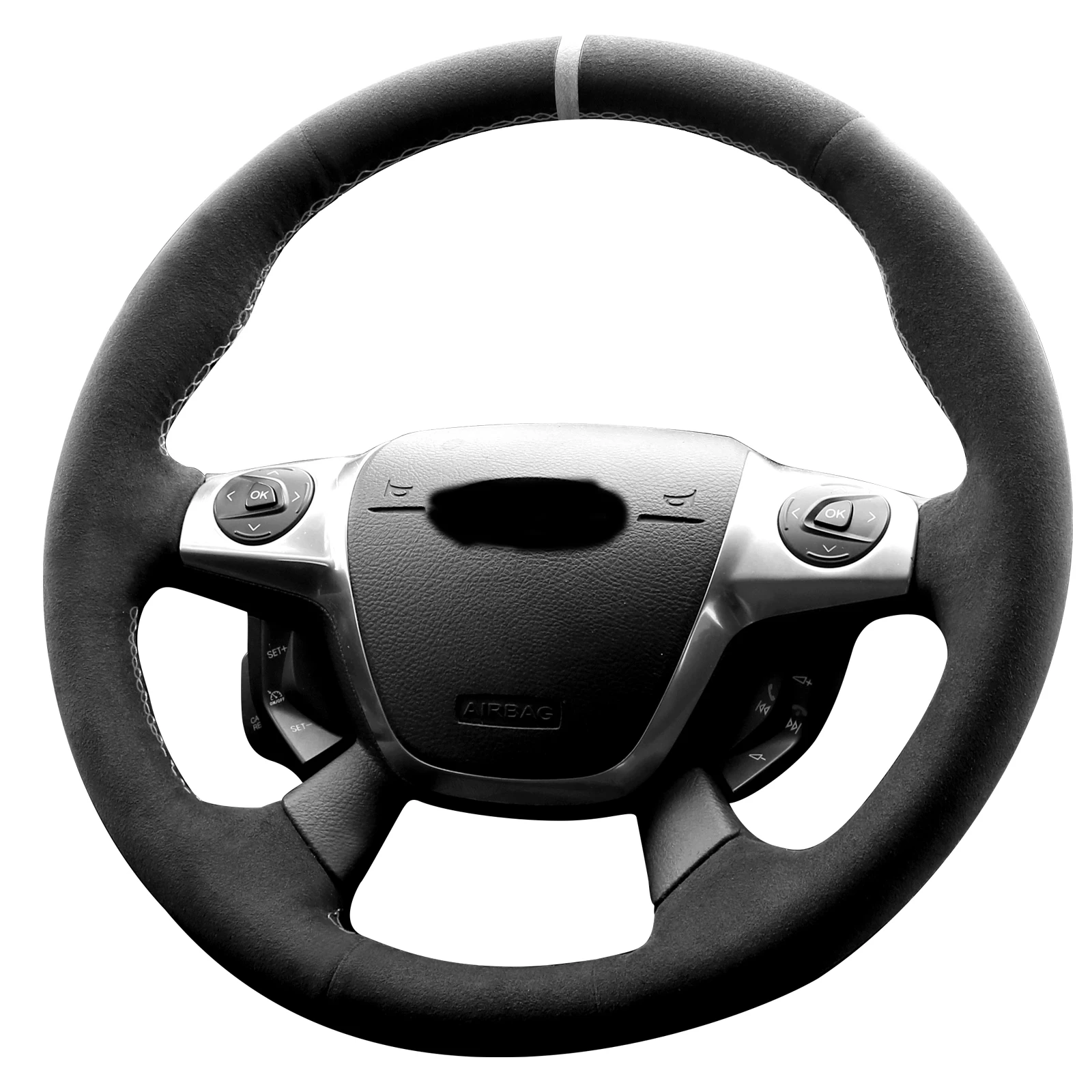 

Alfanxi Hand Stitch Alcantara Steering Wheel Cover Compatible with Ford Focus 3 ST C-Max Energi Hybrid Kuga 2012-2016