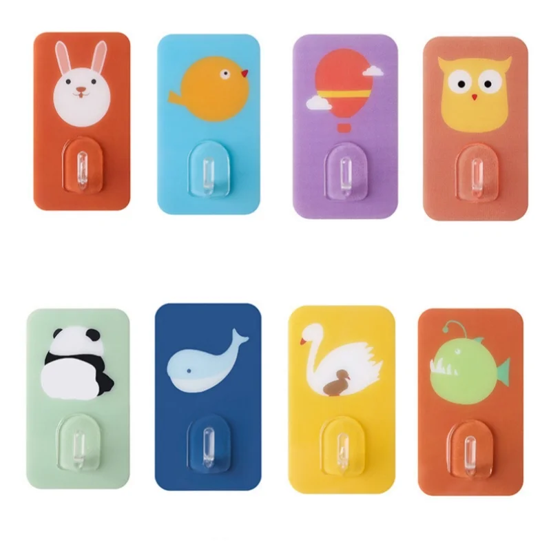 10Pcs Cute Cartoon Crystal Hooks Tableware Hanging Rack Adhesive Hooks Kitchen Multi-Purpose Non Marking Waterproof Strong Hook 5