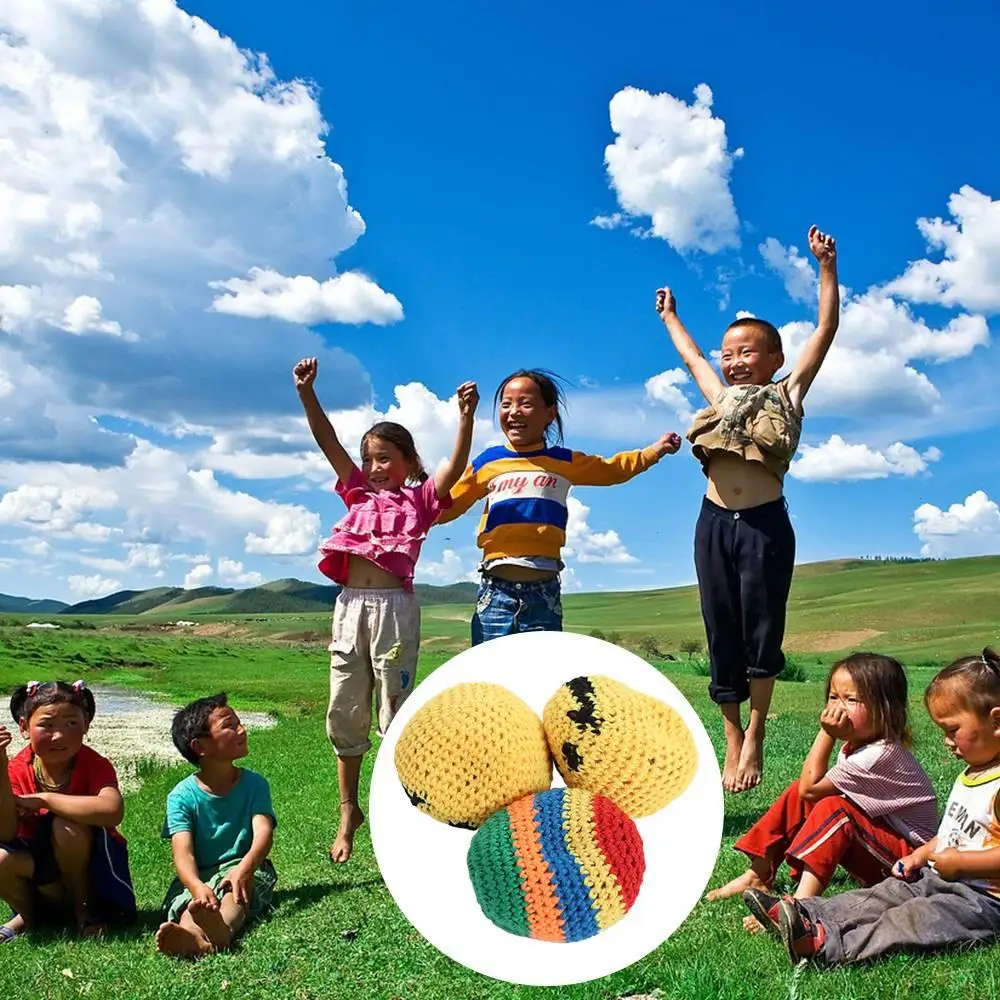 3Pcs Knitted Play Ball Colorful Juggling Balls Mini Random Color Children Outdoor Toys Sphere Handmade Knitted Bean Bags Kids