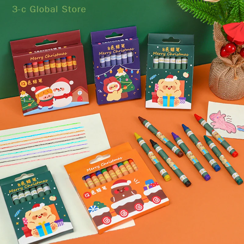 

8/12 Color Christmas Crayon Set Children Professional Heavy Color Oil Pastel Drawing Painting Super Soft Oil Pastel Art Supplies