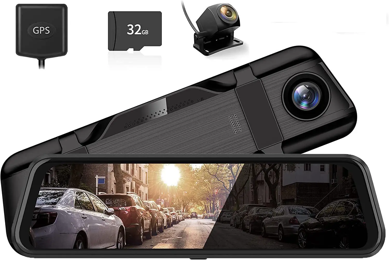

Bileeko 12" Mirror Dash Cam 4K FHD Front and Rear View Backup Mirror Camera Car Record