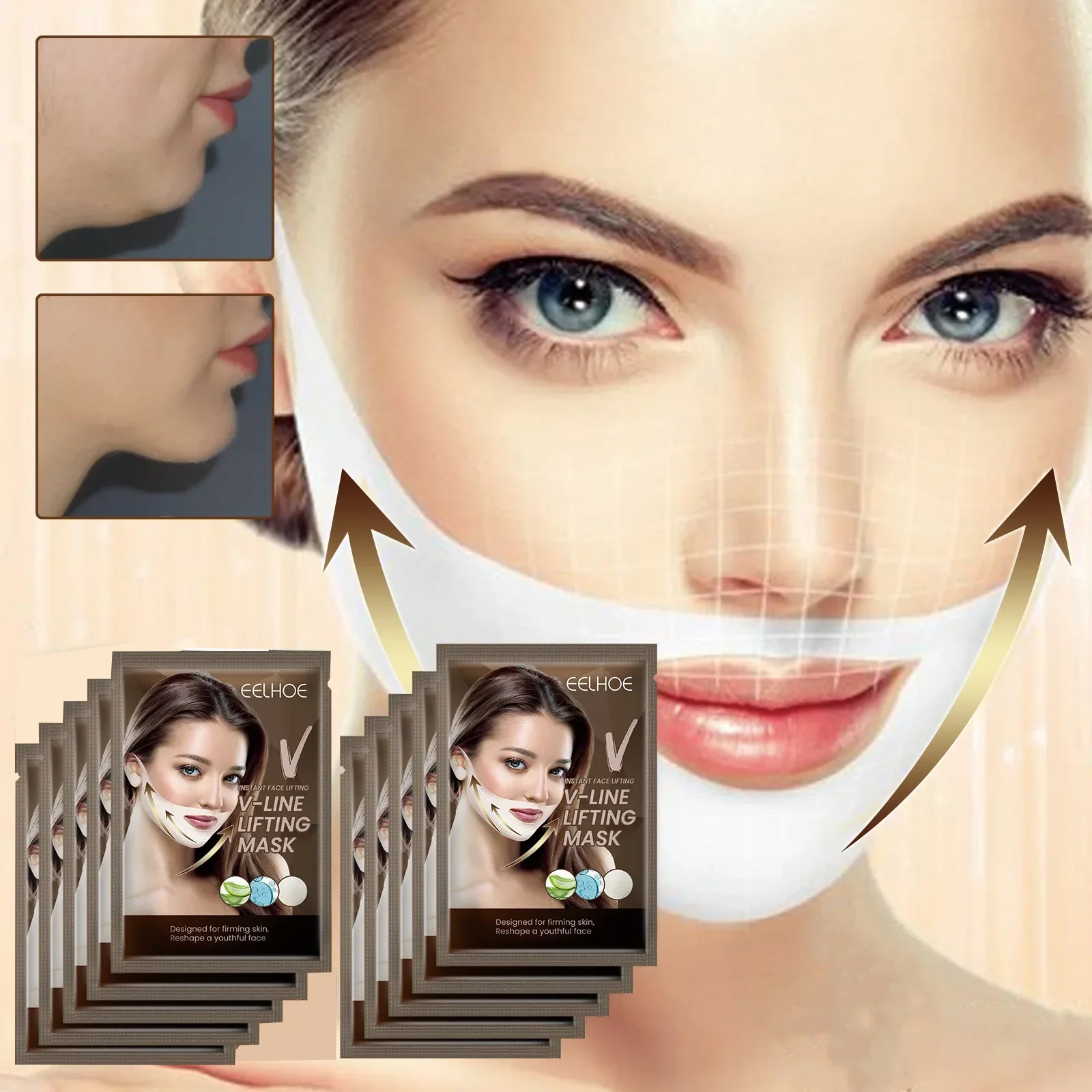 1-22PCS/Lot V Line Mask Neck Mask Face Lift V Lifting Chin Up Patch 4D Ear Tightening Skinny Masseter Double Chin Reducer Tool