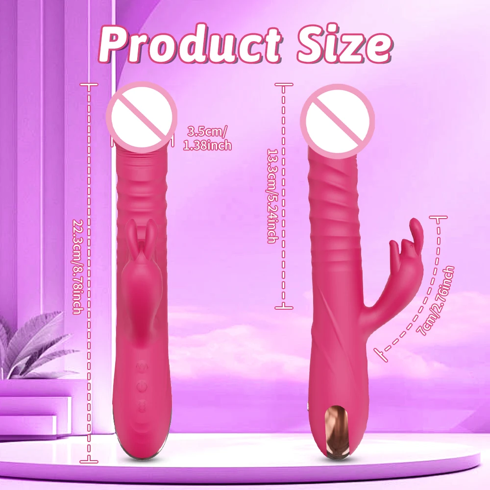 Rabbit Thrusting Dildo Vibrator for Women Clitoris Stimulator G-Spot Vibrating Female Telescopic Vagina Massager Adult Sex Toys