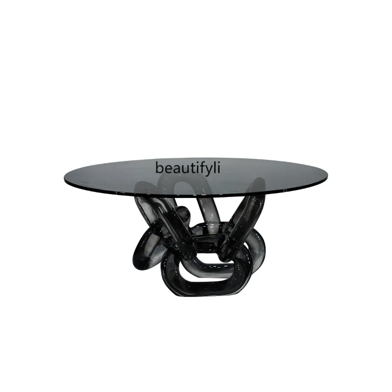 

Simple Modern Living Room Home round Tea Table Designer Model Transparent Resin Table Nordic Side Table Glass Tea Table