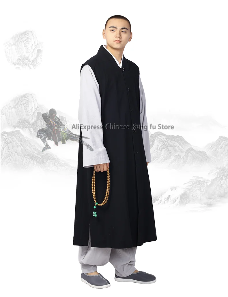 

Thick Cotton Buddhist MonK Vest Shaolin Kung fu Suit Martial arts Tai Chi Uniform Meditation Robe Beautiful