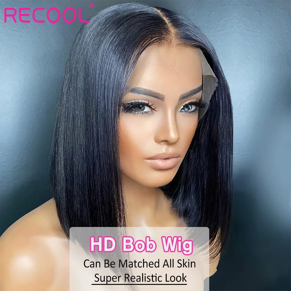 Human Hair Wig Recool Lace Front HD Lace Frontal For Women Ready To Go Short Straight Bob human hair wig,lace front wig,human hair wigs,front lace wig