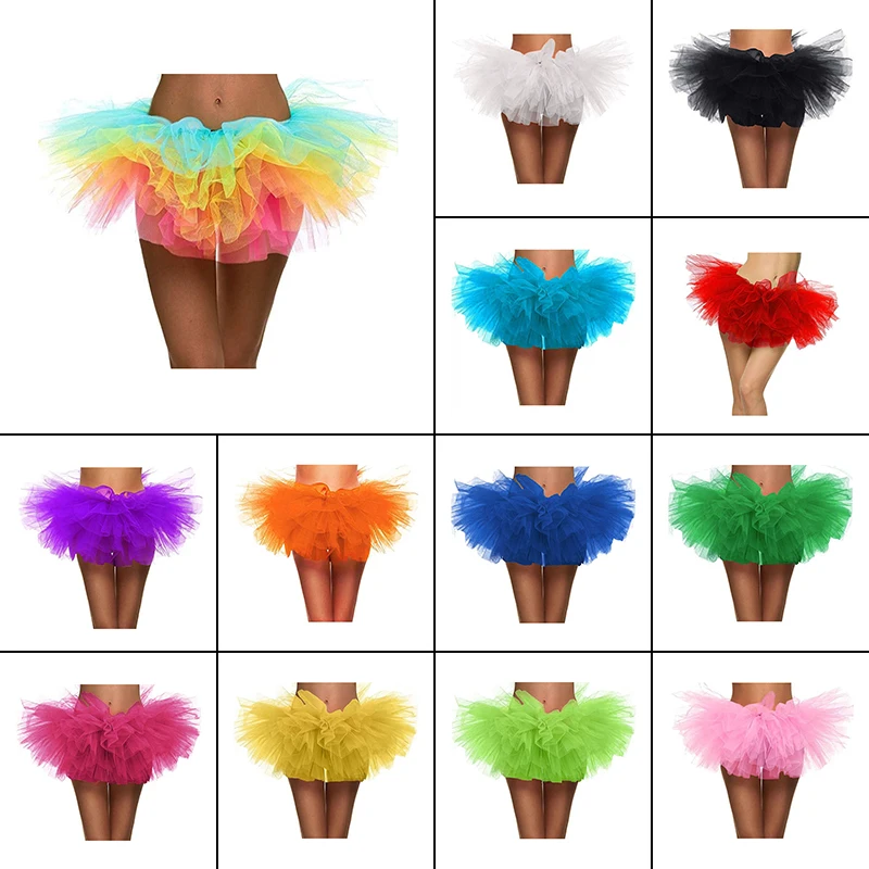 Women mini Fancy Skirt 5 Layer Tulle Tutu Skirt Dress Up Party Dancing Dress Clubwear Carnival Dance Fairy Tutu Skirts 3