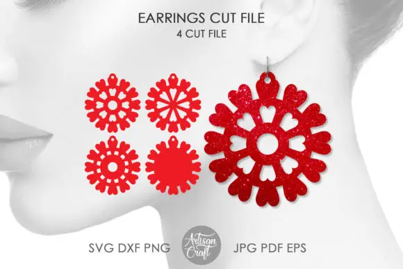 Heart Earrings Set of 165 Laser Files for Cutting SVG DXF DWG CDR and Digital Multilayer Layout Files Laser Engraving Wood Boring Machinery