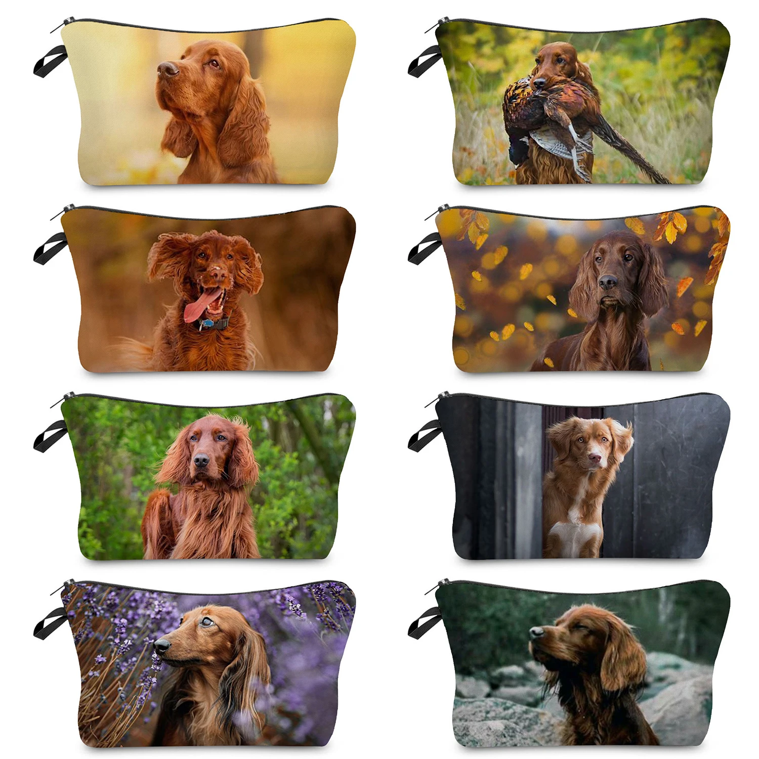 

Heat Transfer IrishSetter Print Makeup Bag Animal Dog Cosmetic Case School Portable Pencil Case Multifunction Small Toiletry Bag