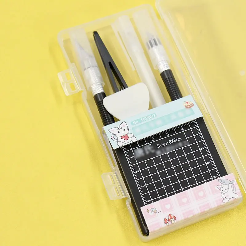 DIY Art Craft Tool Set with Cutting Mat & Sculpting Tools, Multi-Functional Creative Kit with Clear Storage Box for Handmade Pro 6