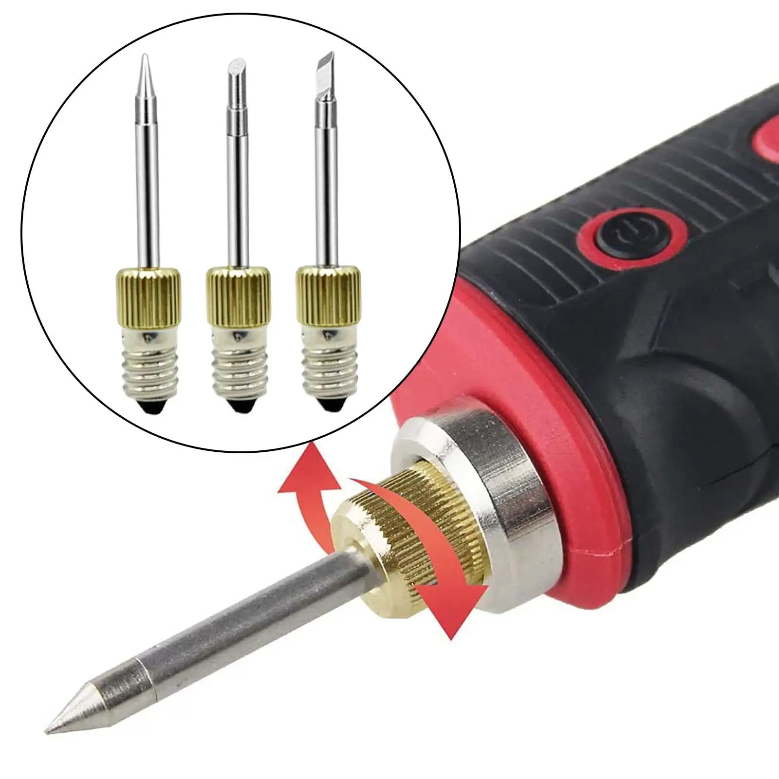 3Pcs Professional Soldering Iron Tips Replaceable E10 Needle Tips Cordless Threaded Steel solder for Indoor Outdoor Repair