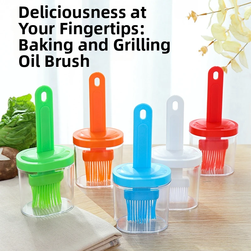 1pc Oil Brush Pancake Oil Brush Integrated Pan with Bottle Kitchen Dustproof Baking Tool