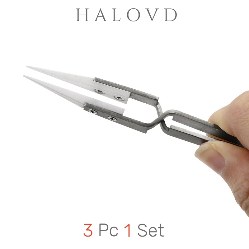 Precision Tweezers Soldering Tweezers Ceramic Tweezers 3PCS Straight Aimed Ceramic Tweezers Electronics Soldering Stainless Steel Handle