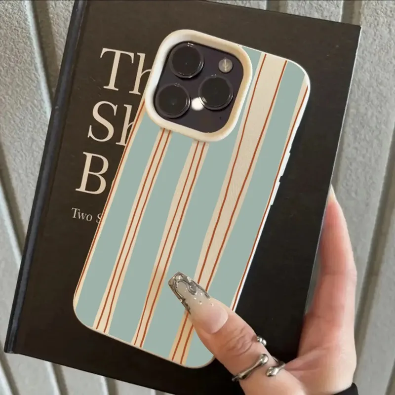 Luxury Striped Lichee Leather Pattern Shockproof Phone Case Cover