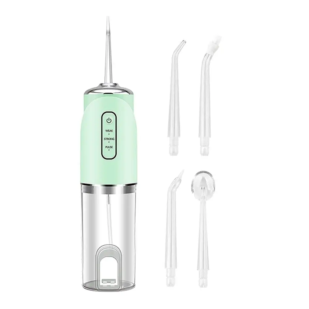휴대용 치과 물치실 충전식 구강 세정기, 가정용 조절 가능한 방수 치과 클리너, 4 노즐
