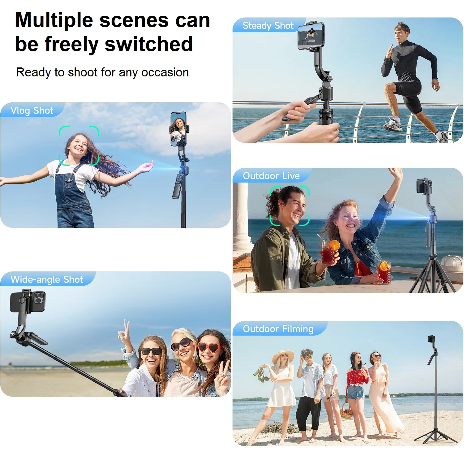 Treppiede con Tracciamento Automatico del Volto Rotazione 360 cellulari Treppiede con Tracciamento Automatico del Volto Rotazione 360 cellulari