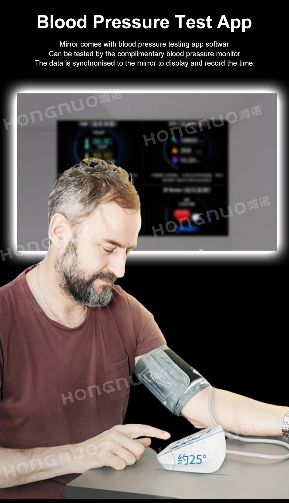 Description Picture 5 of itemTouch Screen Interactive Rectangle Wall Mirror Customised Led light Waterproof Smart Magic Mirror with tv WIFI Bath mirrors