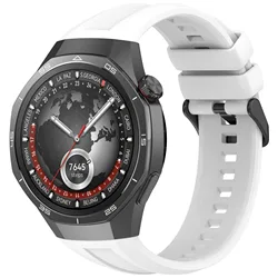 Adjustable Silicone Watch Strap - Premium Band Accessory for Huawei GT5 Pro 46mm (White)