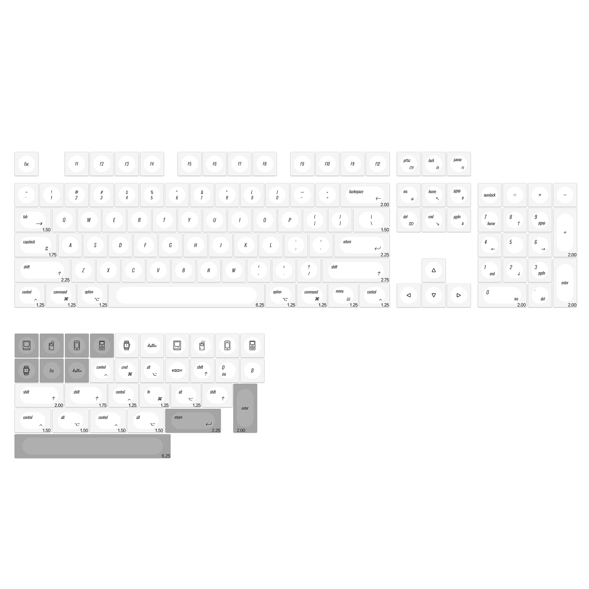 KBDiy Doys Keycaps Retro MAC 1353 Koreanische Tastenkappe PBT Simple für 60 Gaming Low Profile mechanische Tastatur Cherry MX Switches – Detail 1