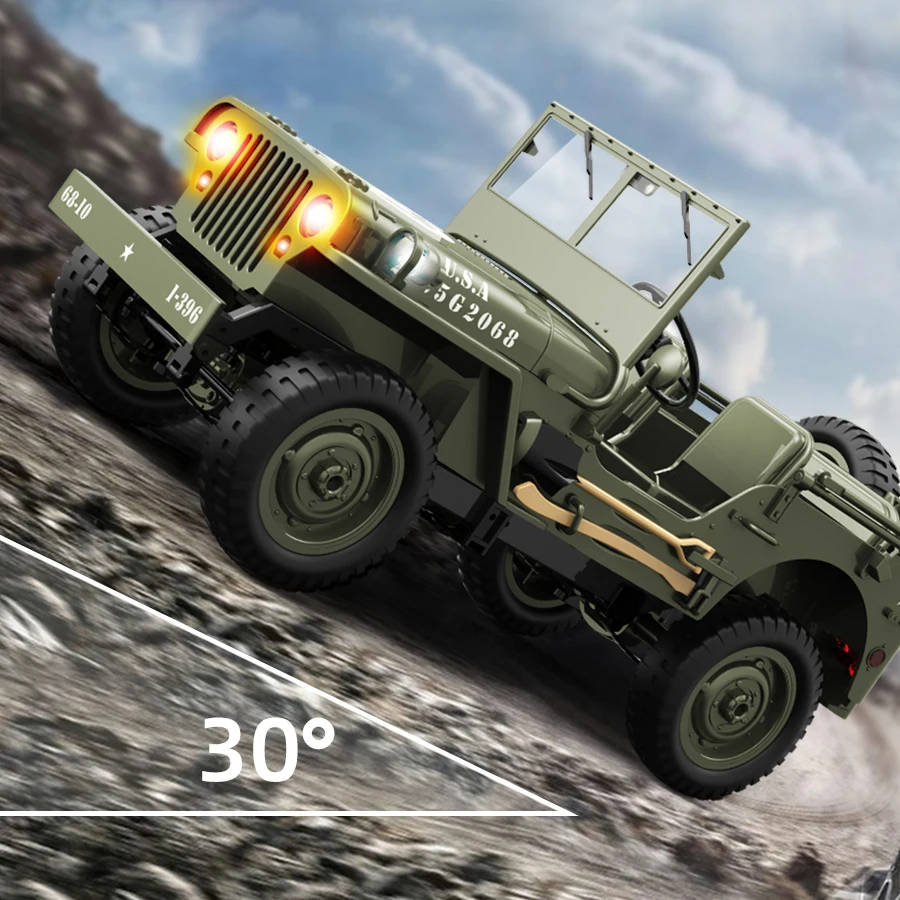 1940 Willys Jeep 1:10 RC Car Simulated Military Truck  2.4G 4WD Remote Control Car Vehicle Model Toy Gift for Adult Kids 5
