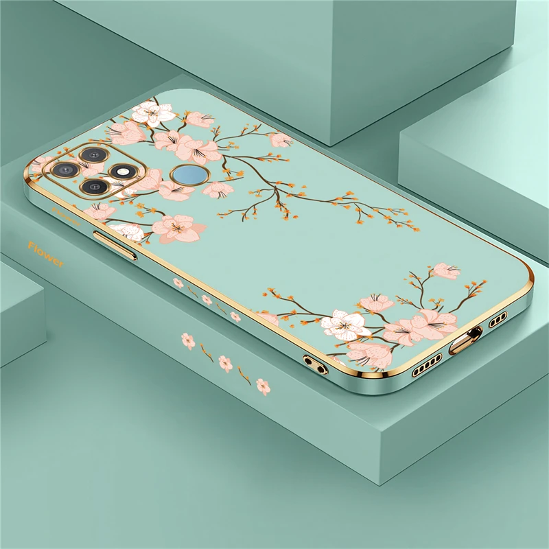 Floral Silicone Plating Cover – Elegant Soft Case Sleeve