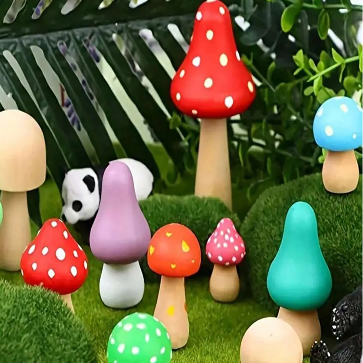 24PCS Unfinished Wooden Mushroom Figurines for DIY Crafts 6