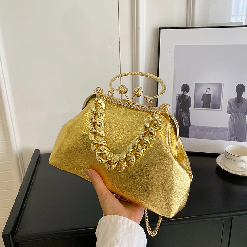 Top Brand Shoulder Bag Women Shell Clip Clutch Purse Winter Green Gold Silvery Black Coffee Handbag Designer Crossbody Bag