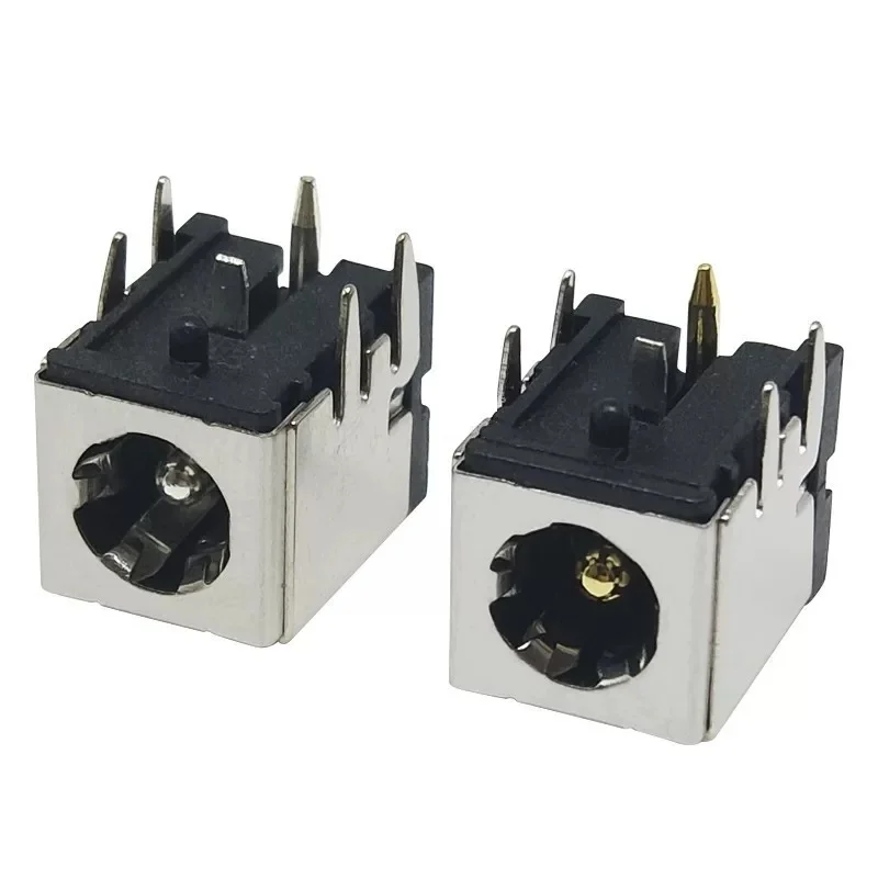 10개 DC-007B 금/은 도금 노트북 전원 잭 5.5×2.1mm 5.5*2.5MM DC007B 금속 쉘 브래킷 전원 소켓 포함