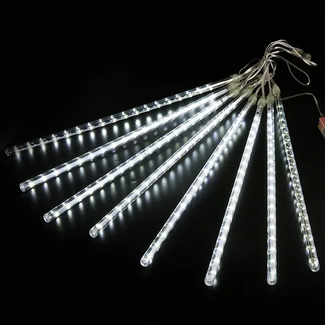 thumbnail image 1 of Cadena de luces LED de lluvia de meteoritos, resistente al agua, con forma de gota de lluvia, para decoración de patio, fiestas navideñas, 30/50 cm, 1 of 5