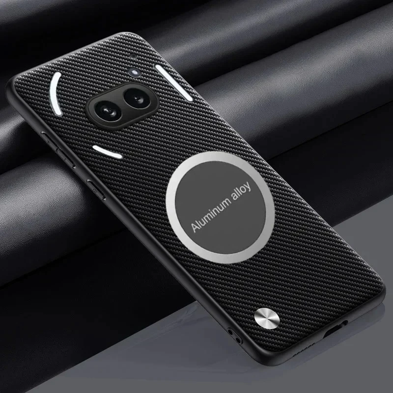 Luxury Metal Magnetic Car Holder Leather Case with Carbon Fibre Protection and Skin Feel Finish