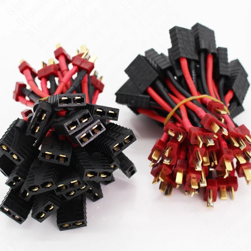 

BLUSUNSOLAR 100 Pcs/lot TRX Connector To Dean T Plug Male with 14AWG 60MM Charge Cable for RC Model ZD0208