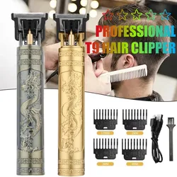 Vintage T9 Hair Cutting Machine Hair Clipper Professional Cutter Trimmer for Men Cordless Beard Trimmer USB for Barber Dragon