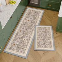 PVC Kitchen Carpet Waterproof Leather Floor Mat Non-slip Foot Mats Oil-proof Long Rug Spring Plant Flower Home Decoration Rugs 1